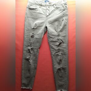 Angel Kiss Ripped Khaki Skinny Jeans